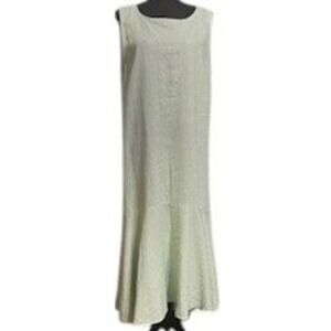 Cynthia Rowley Maxi Dress Sleeveless Linen Blend Green Size L